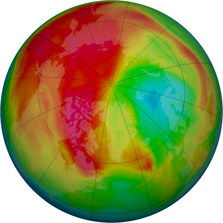 Arctic ozone map for 21 February 1980